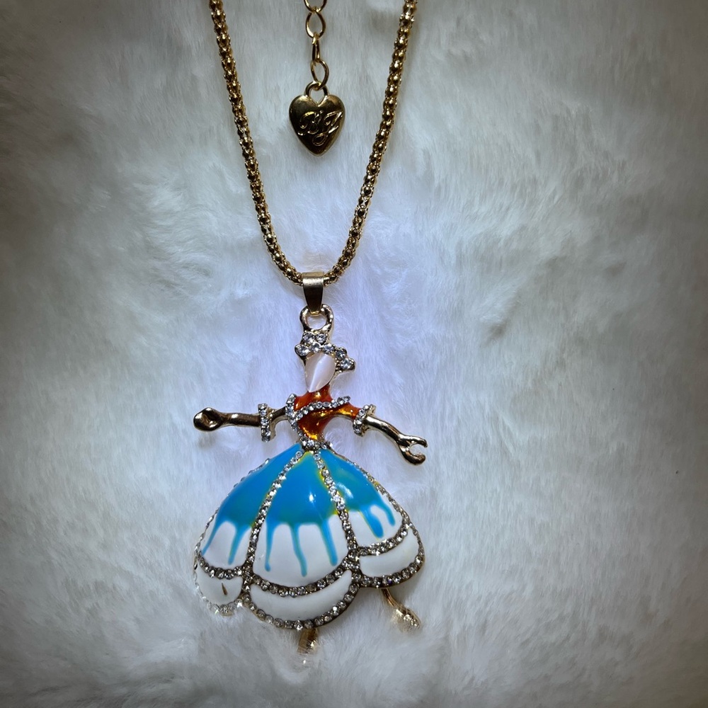 Betsey Johnson dancing lady with enamel and rhinestones